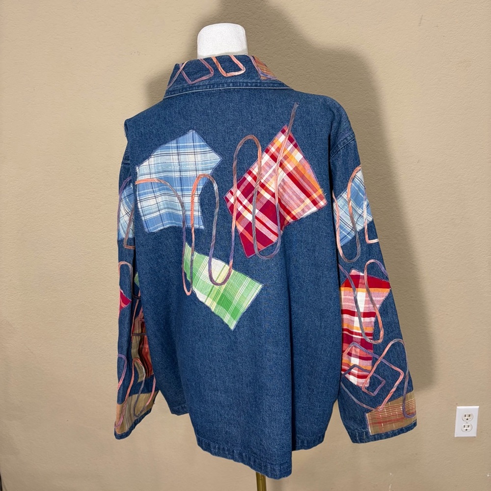 Vtg 90s New Direction Patchwork Denim Jacket Wome… - image 5